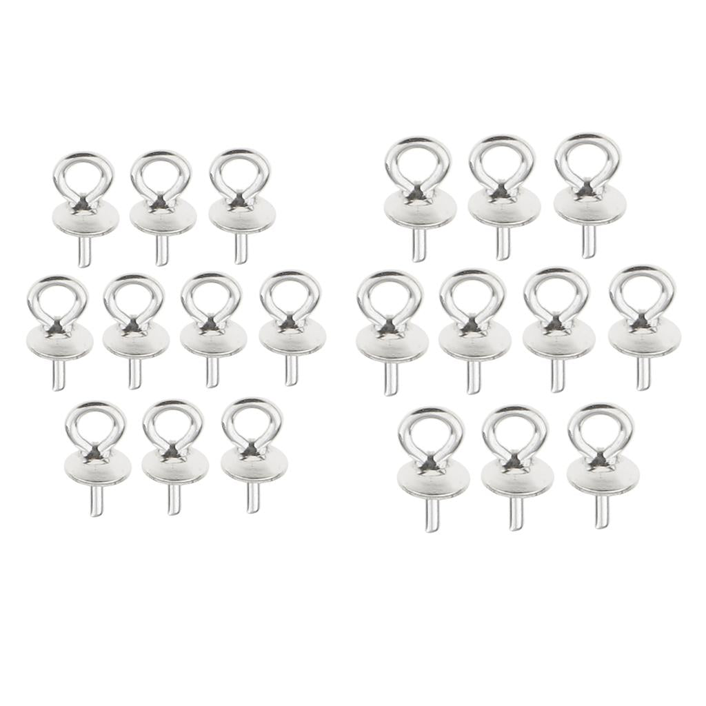 20 Pieces Sterling Silver 925 Pendant Clasp Pearl Bail Eye Pins 5mm 6mm