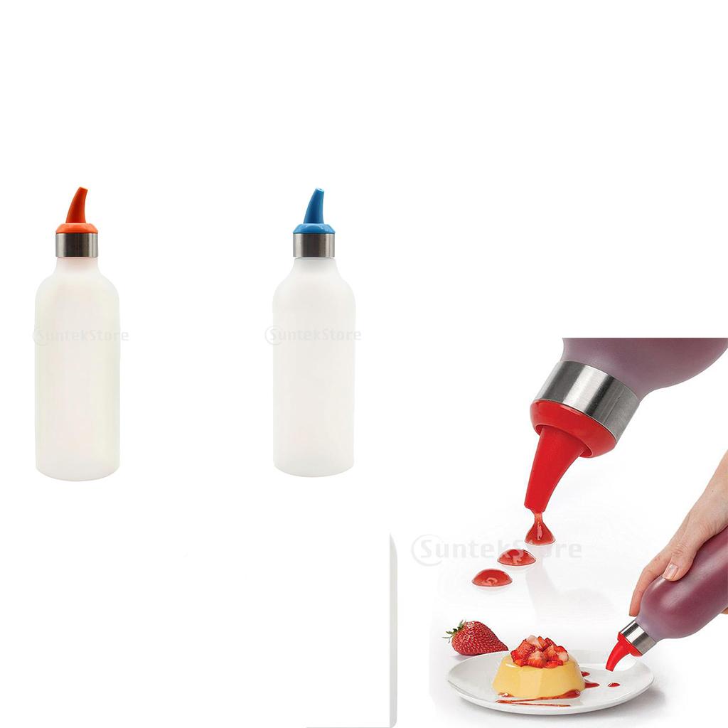 2 Pieces Squeeze Bottle Ketchup Mustard Sauce Vinegar Honey Dispenser 450ml