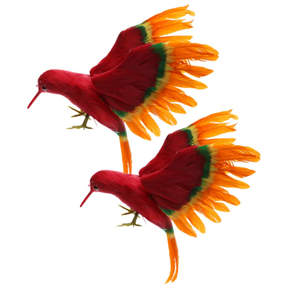 2pcs Simulation Feathered Flying Birds Taxidermy Home Garden Decor Ornament