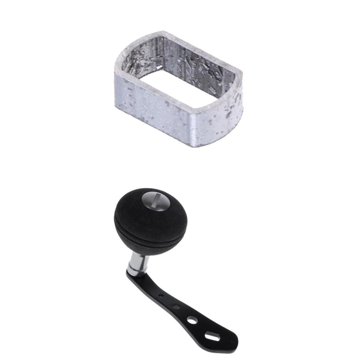Aluminum Fishing Reel Handle DIY for Baitcasting/Drum/Raft Reel Black w/Shim