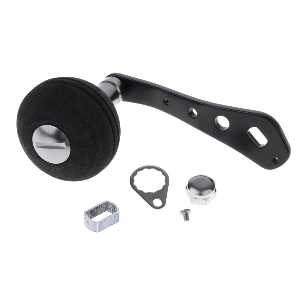 Aluminum Fishing Reel Handle DIY for Baitcasting/Drum/Raft Reel Black w/Shim