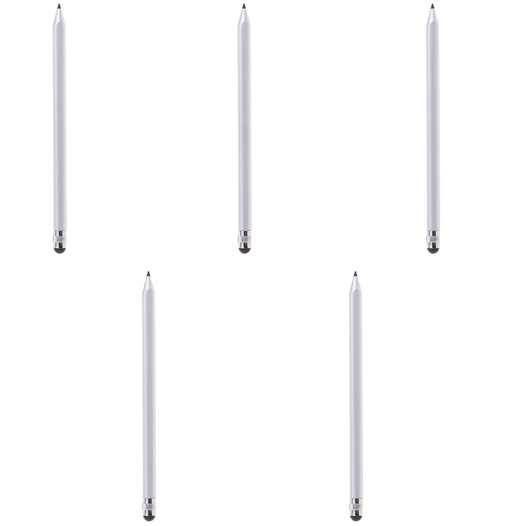 5 X 2-in-1 Retro Touch Screen Stylus for iPhone Samsung Tablets PC Silver