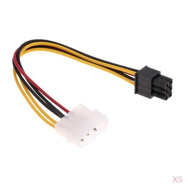 5Pcs PCI-e 4 Pin to 6 Pin Display Extension Graphics Video Power Cable