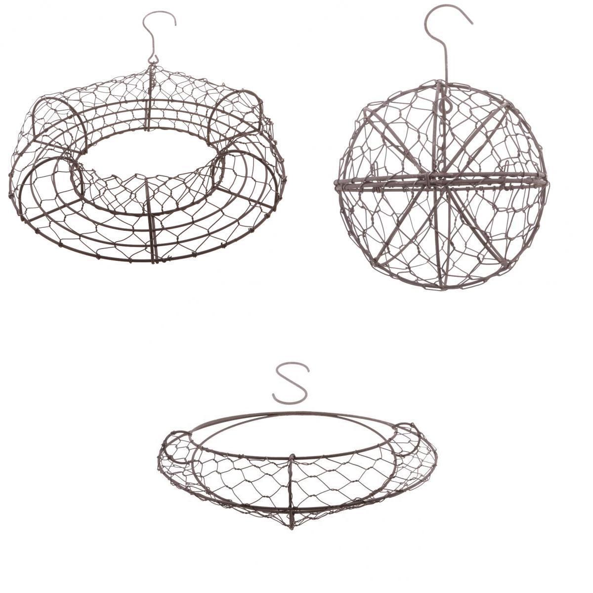 3pcs Retro Iron Succulent Pot Metal Hanging Planter Plant Holder 15&26&28cm