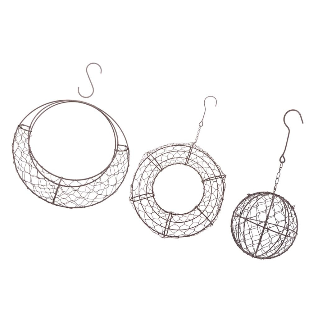 3pcs Retro Iron Succulent Pot Metal Hanging Planter Plant Holder 15&26&28cm