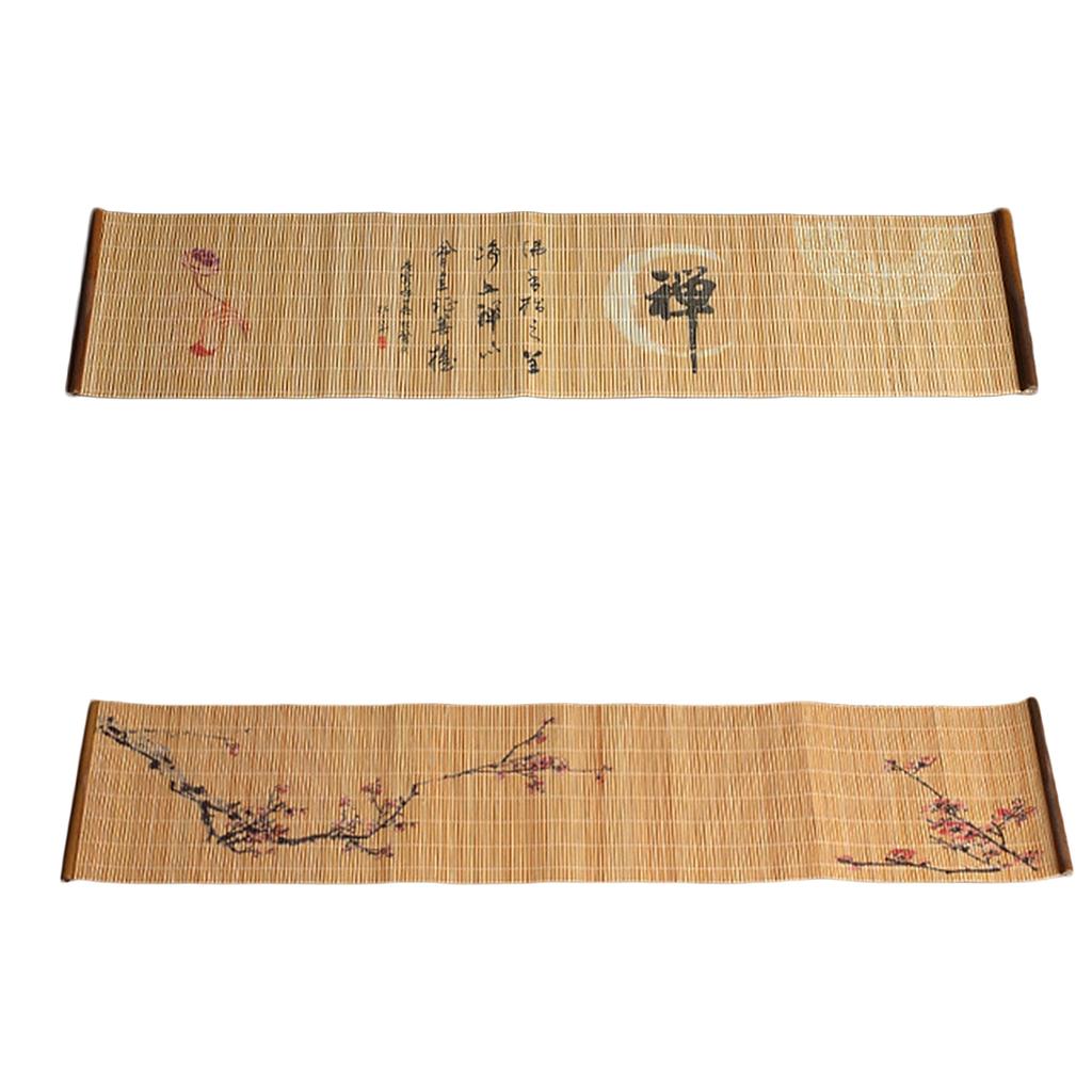 Bamboo Tea Mat Zen Table Teapot Cup Coaster Finger Citron lotus + Red Plum