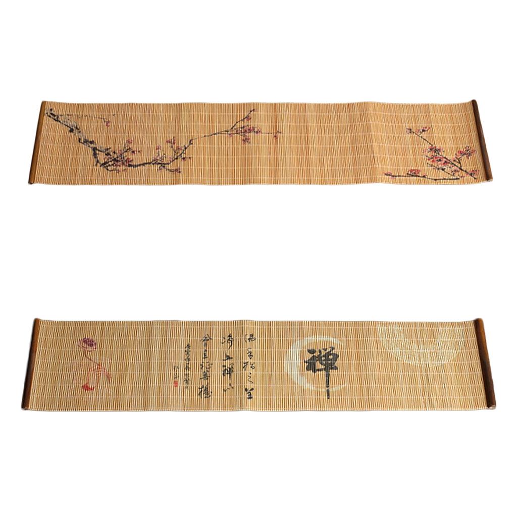 Bamboo Tea Mat Zen Table Teapot Cup Coaster Finger Citron lotus + Red Plum