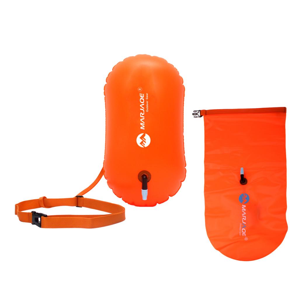 2x Durable High Visibility Inflatable Dry Bag Open Water Swim Float Tow Bag