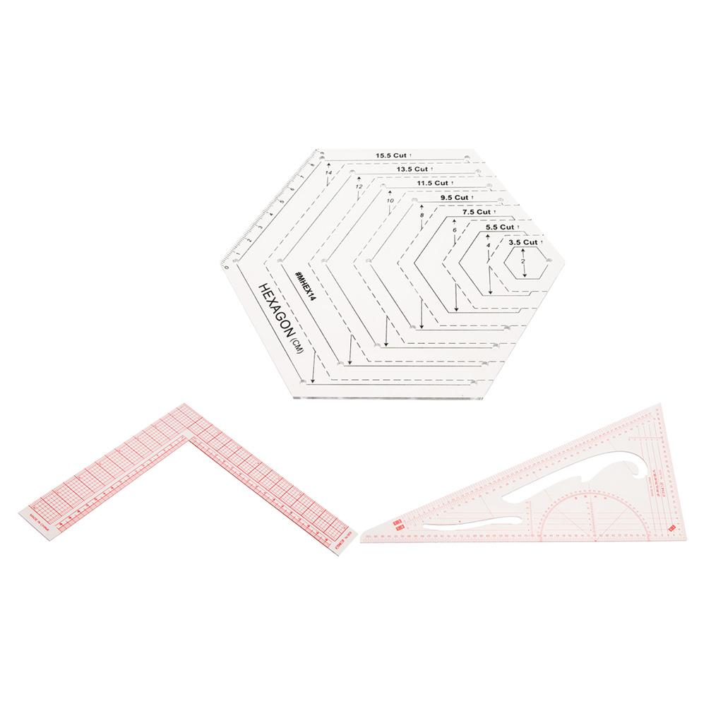 3Pcs Patchwork Rulers Set Quilting Rulers for Tailor Sewing Dress Making