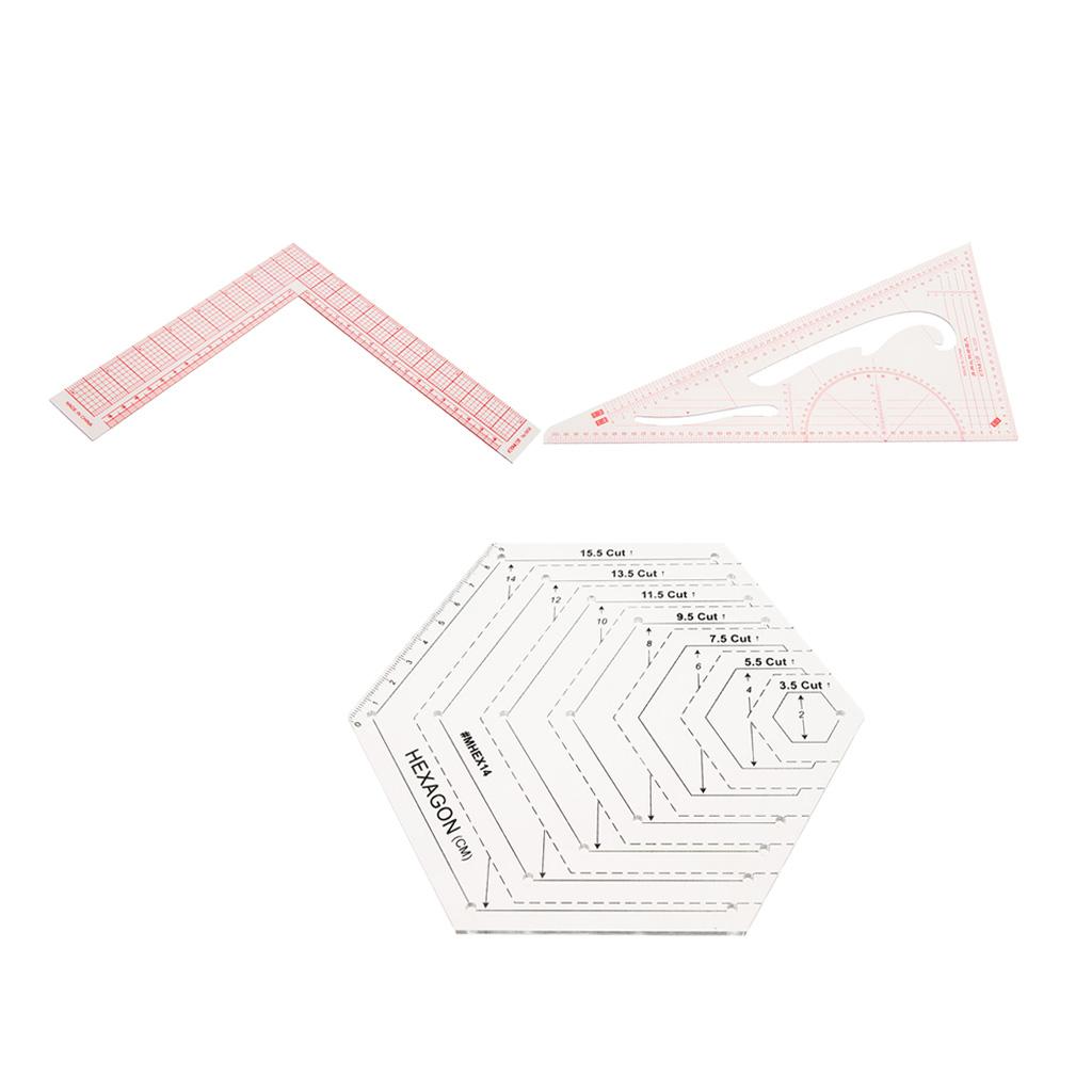 3Pcs Patchwork Rulers Set Quilting Rulers for Tailor Sewing Dress Making