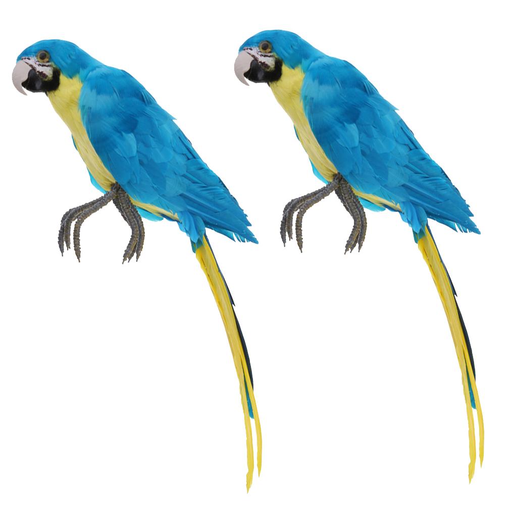 2pcs Artificial Feather Birds Parrot Craft Taxidermy Home Art Decor Ornament