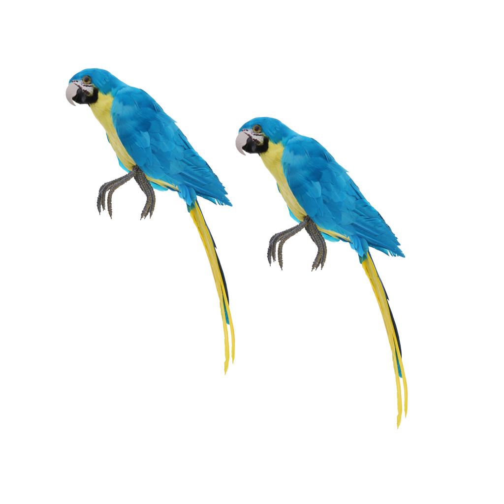 2pcs Artificial Feather Birds Parrot Craft Taxidermy Home Art Decor Ornament