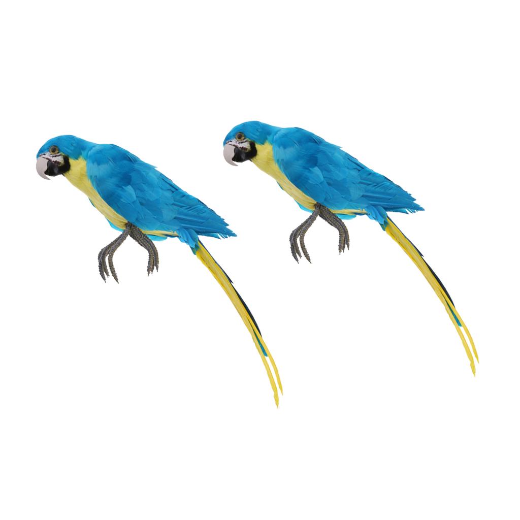 2pcs Artificial Feather Birds Parrot Craft Taxidermy Home Art Decor Ornament