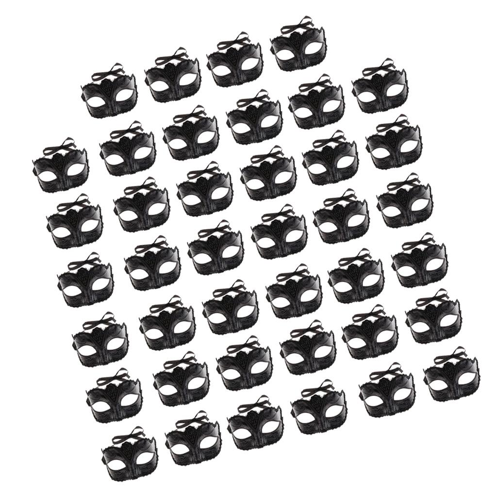 40 Pieces Women Mens Masquerade Ball Mask Venetian Party Eye Mask Black