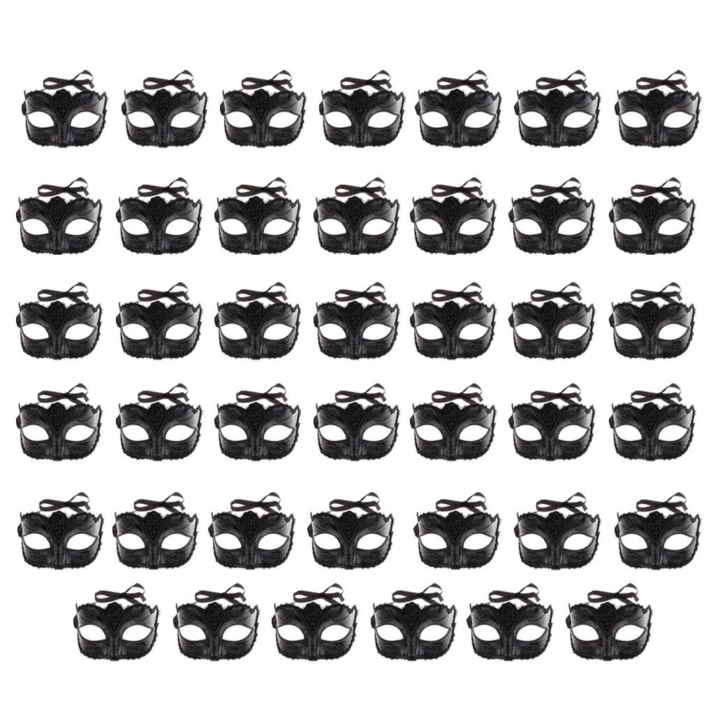 40 Pieces Women Mens Masquerade Ball Mask Venetian Party Eye Mask Black