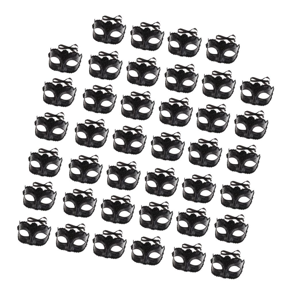 40 Pieces Women Mens Masquerade Ball Mask Venetian Party Eye Mask Black