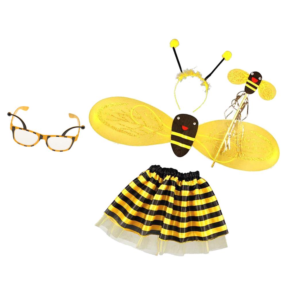 5 Pieces Bumble Bee Honey Girls Kids Fairy Halloween Dress up Party Costume