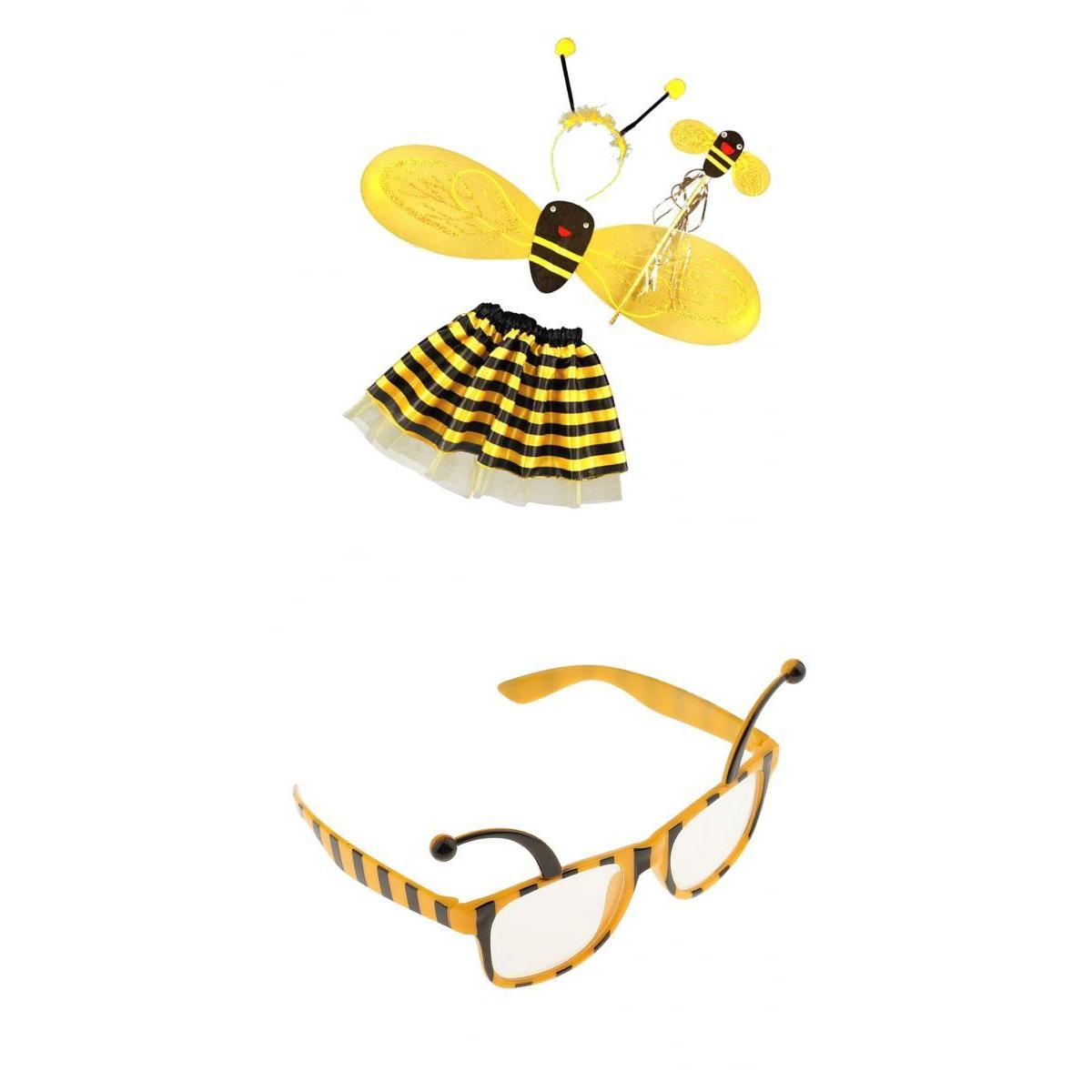 5 Pieces Bumble Bee Honey Girls Kids Fairy Halloween Dress up Party Costume