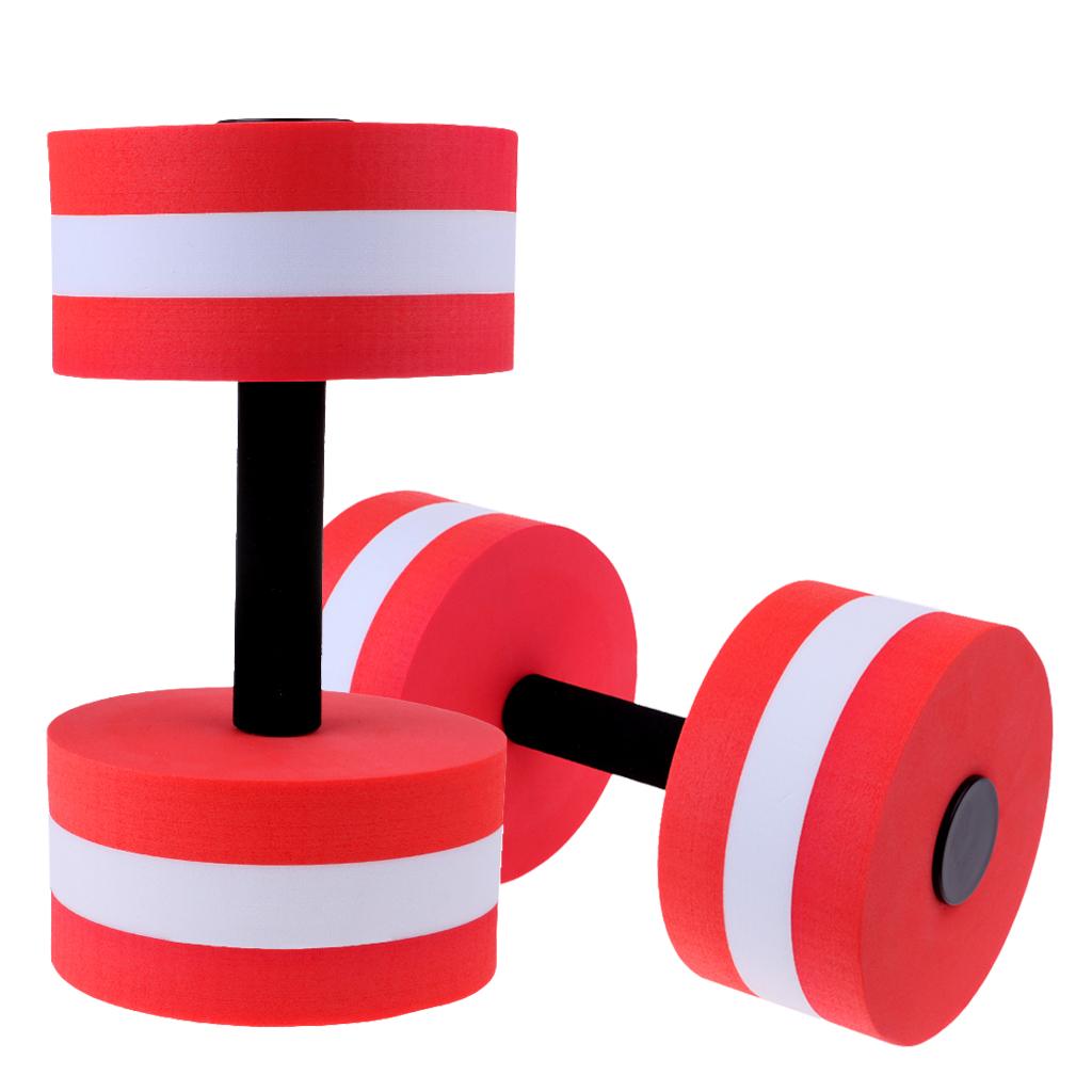 1 Pair Water Aerobics Dumbbell Aquatic EVA Barbell Fitness Pool Exercise Red