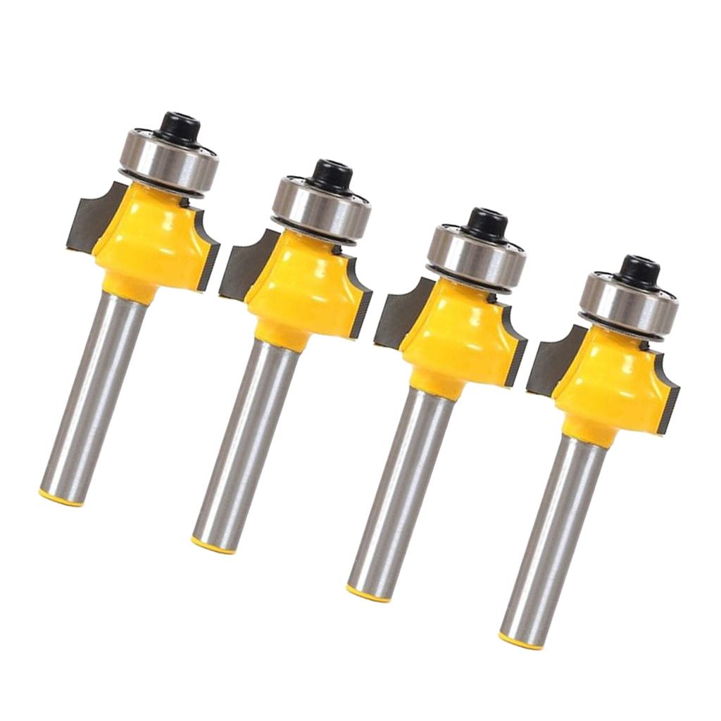 4 Pieces 1/4 Shank 1/8" Radius Round Over Router Bit Woodworking Cutter"