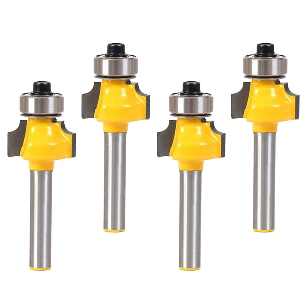 4 Pieces 1/4 Shank 1/8" Radius Round Over Router Bit Woodworking Cutter"
