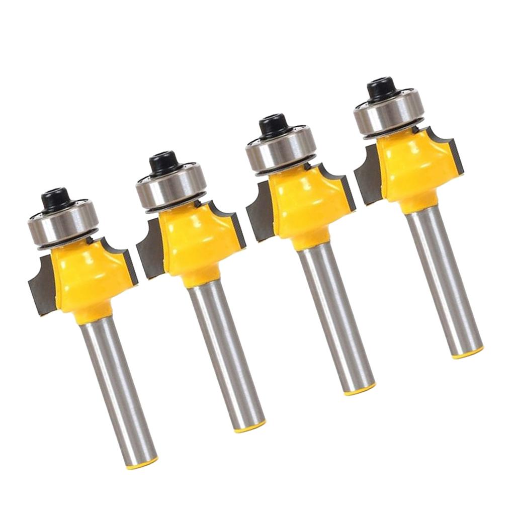 4 Pieces 1/4 Shank 1/8" Radius Round Over Router Bit Woodworking Cutter"