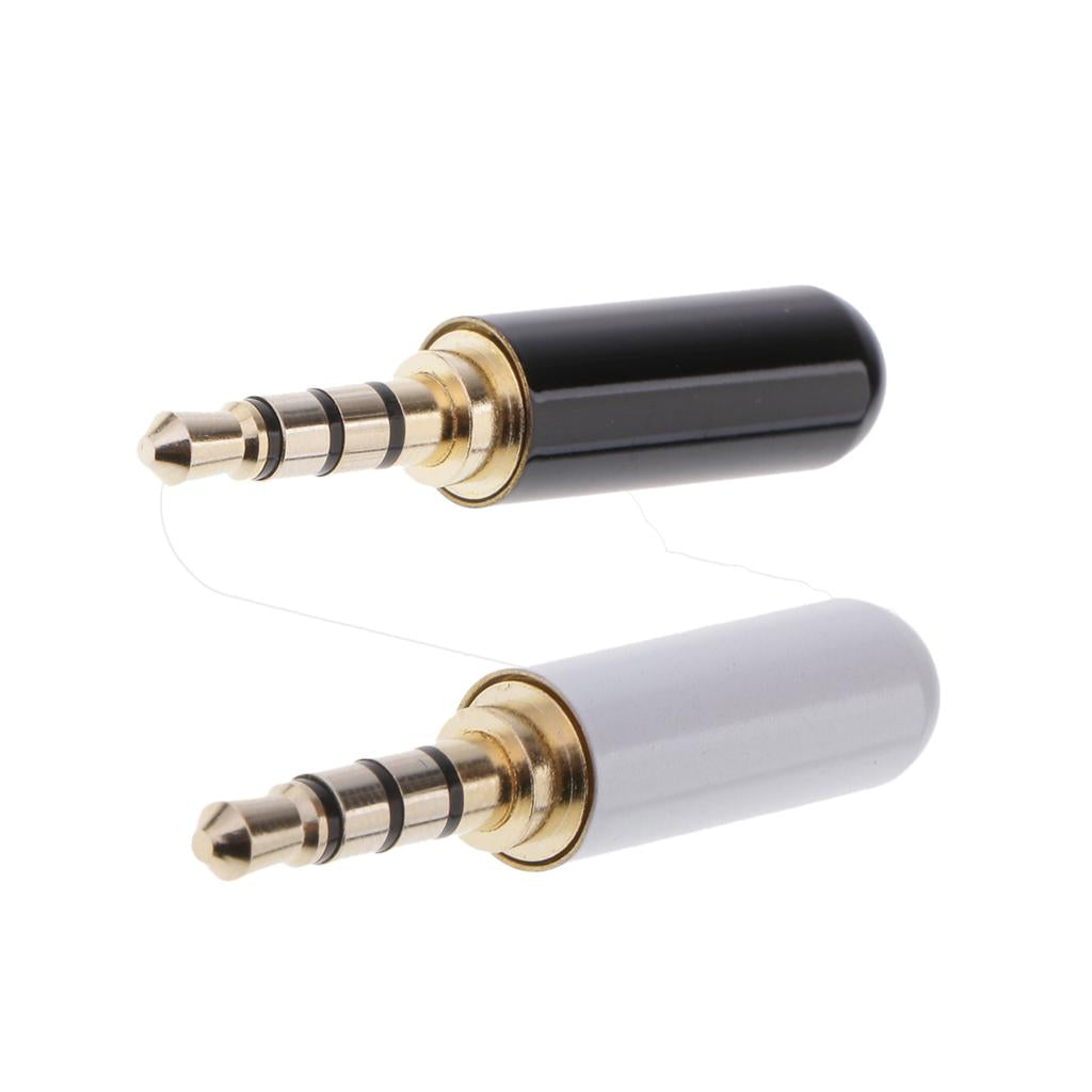 2 Pieces 3.5mm 1/8 TRRS 4 Pole Male Plug A/V Solder Connector "