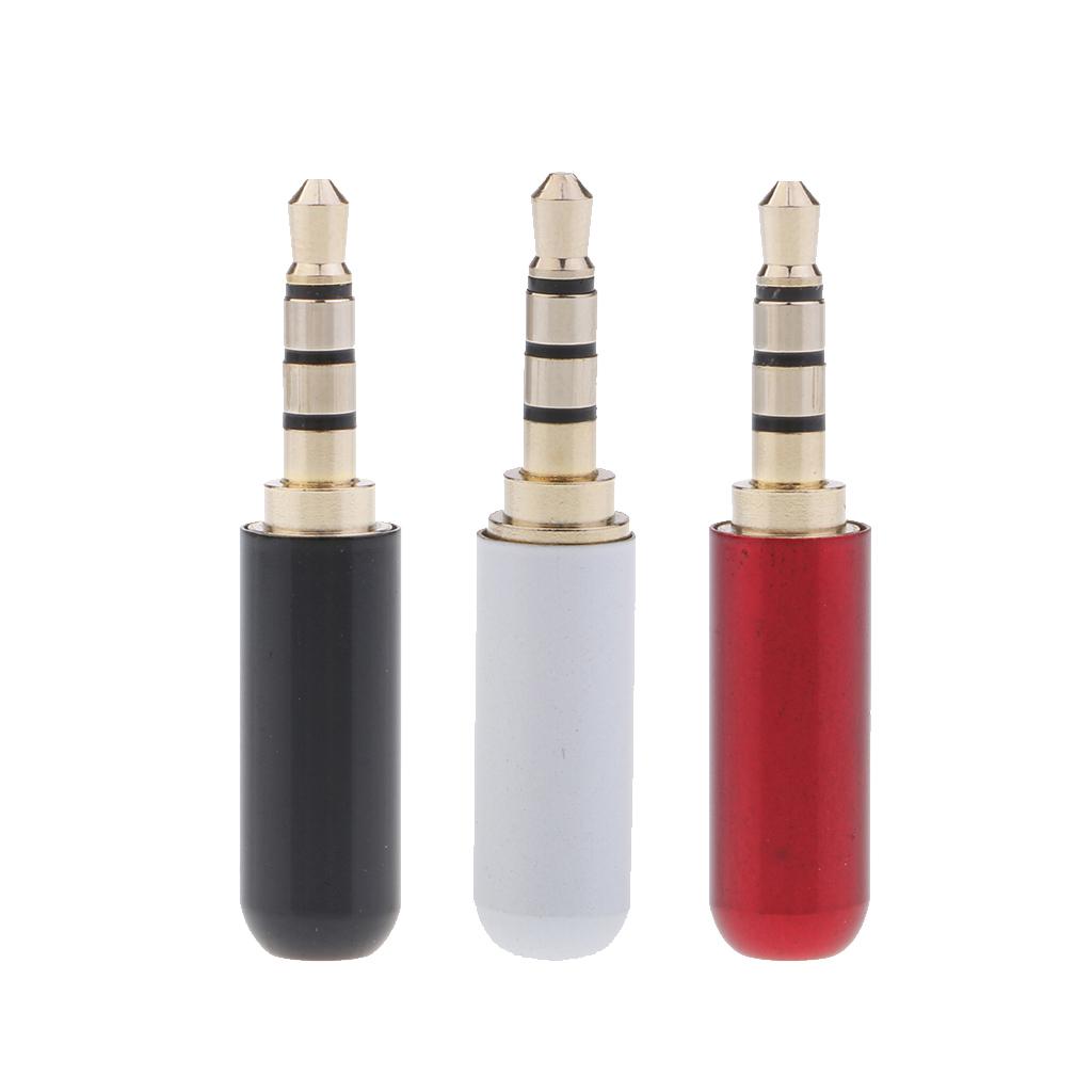 3 Pieces 3.5mm 1/8 TRRS 4 Pole Male Plug A/V Solder Connector "