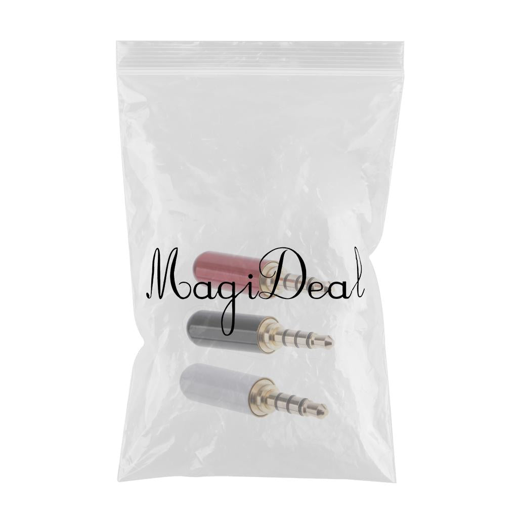 3 Pieces 3.5mm 1/8 TRRS 4 Pole Male Plug A/V Solder Connector "