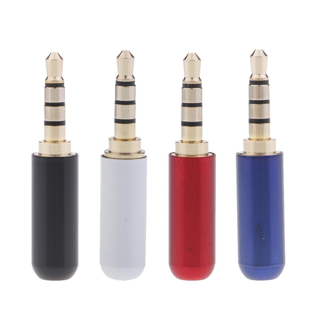 4 Pieces 3.5mm 1/8 TRRS 4 Pole Male Plug A/V Solder Connector "