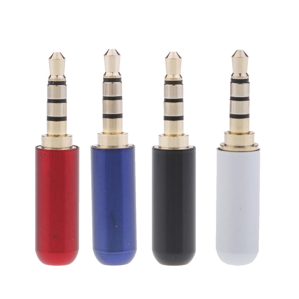 4 Pieces 3.5mm 1/8 TRRS 4 Pole Male Plug A/V Solder Connector "