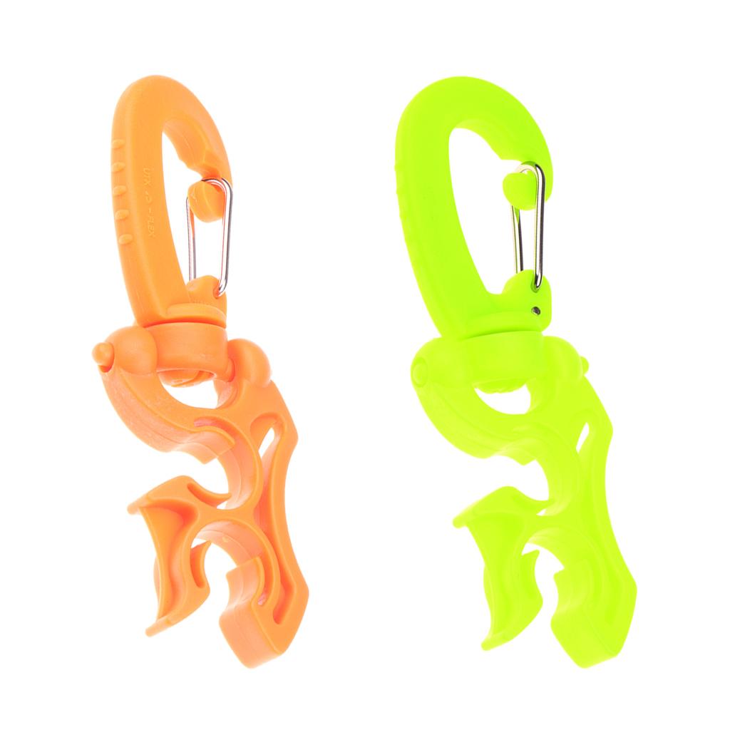 2Pcs Scuba Diving Underwater Double BCD Hose Holder with Clip Buckle hook