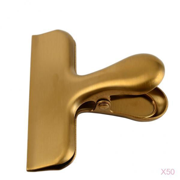 50xStainless Steel Food Bag Sealing Clip Chip Clips Food Storage Sealer Gold