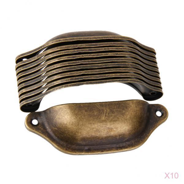 100Pcs Antique Brass Door Cabinet Knob Wardrobe Drawer Shell Pull Handle
