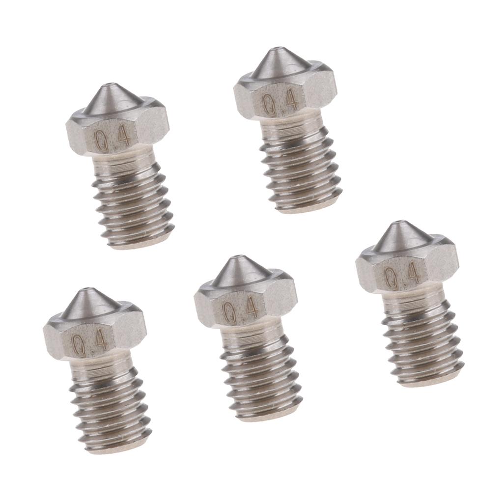 5Pcs Stainless Steel V5 V6 3D Printer M6 Extruder Nozzle Head 0.4mm for 3mm