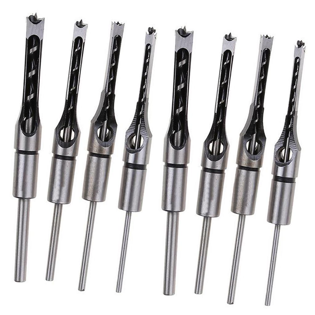 8 Set Square Drill Bit Mortising Chisel Woodworking Tool 6.35-16mm