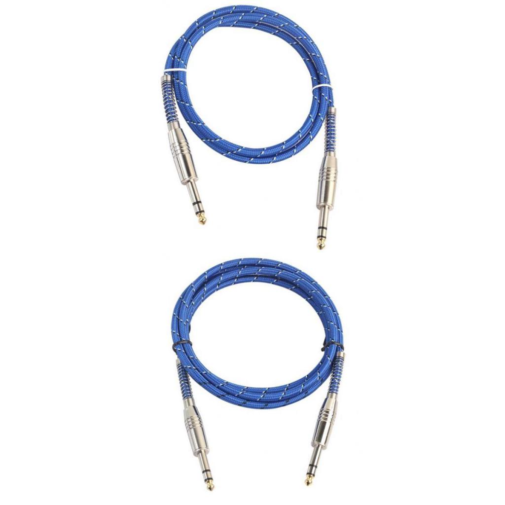 2pcs Bass Guitar 6.35mm Stereo Male to Male Audio Cable Nylon Braided Cord