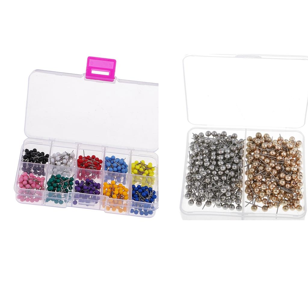 900 Pcs Shiny Mixed Color MapTacks Push Pins Plastic Head with Steel Point
