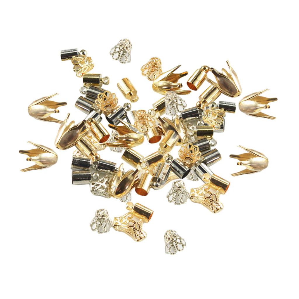 100 Pieces Mixed Shape Handmade Flower Cup Bead Cap End Cap Jewelry Findings