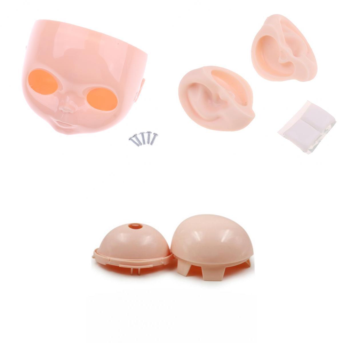 12inch Doll Faceplate Backplate Head Shell Scalp Ears Set for RBL Neo Blythe
