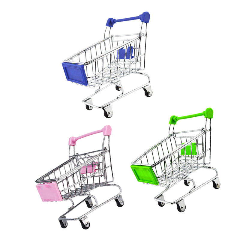 3 Pieces Mini Shopping Cart Trolley Toy Kids Preschool Pretend Play Toy