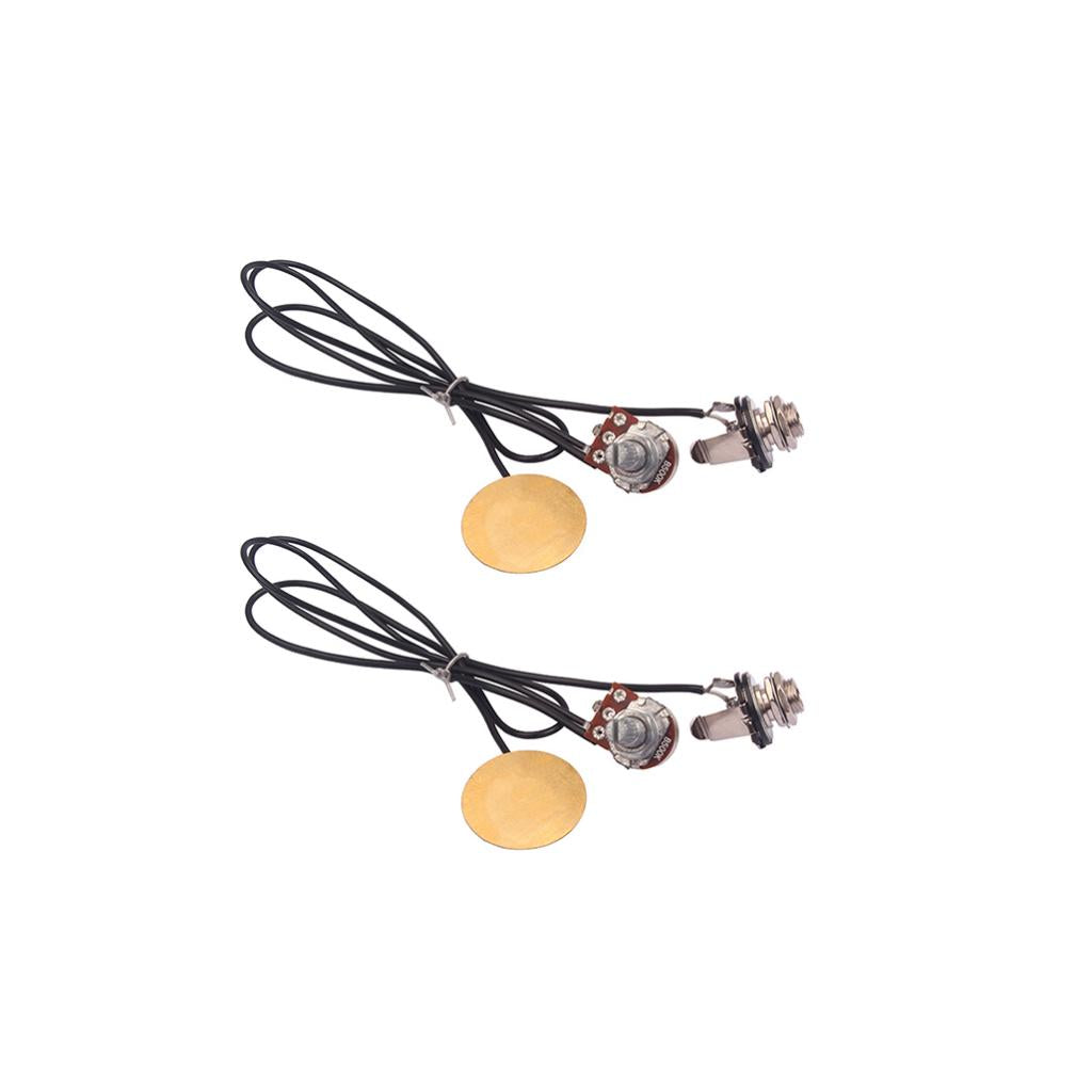 2 Pieces Prewired Piezo Pickup with Volume Control Knob for Cigar Box Guitar
