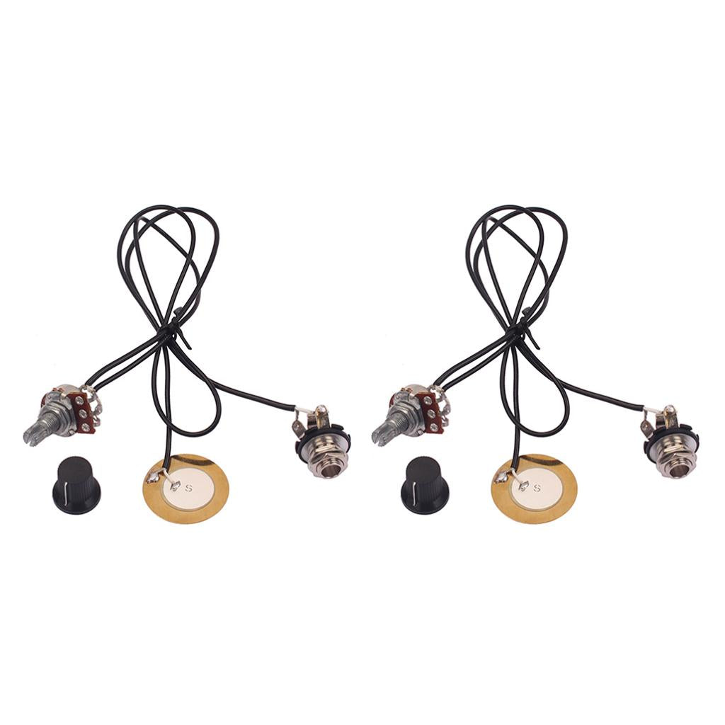 2 Pieces Prewired Piezo Pickup with Volume Control Knob for Cigar Box Guitar