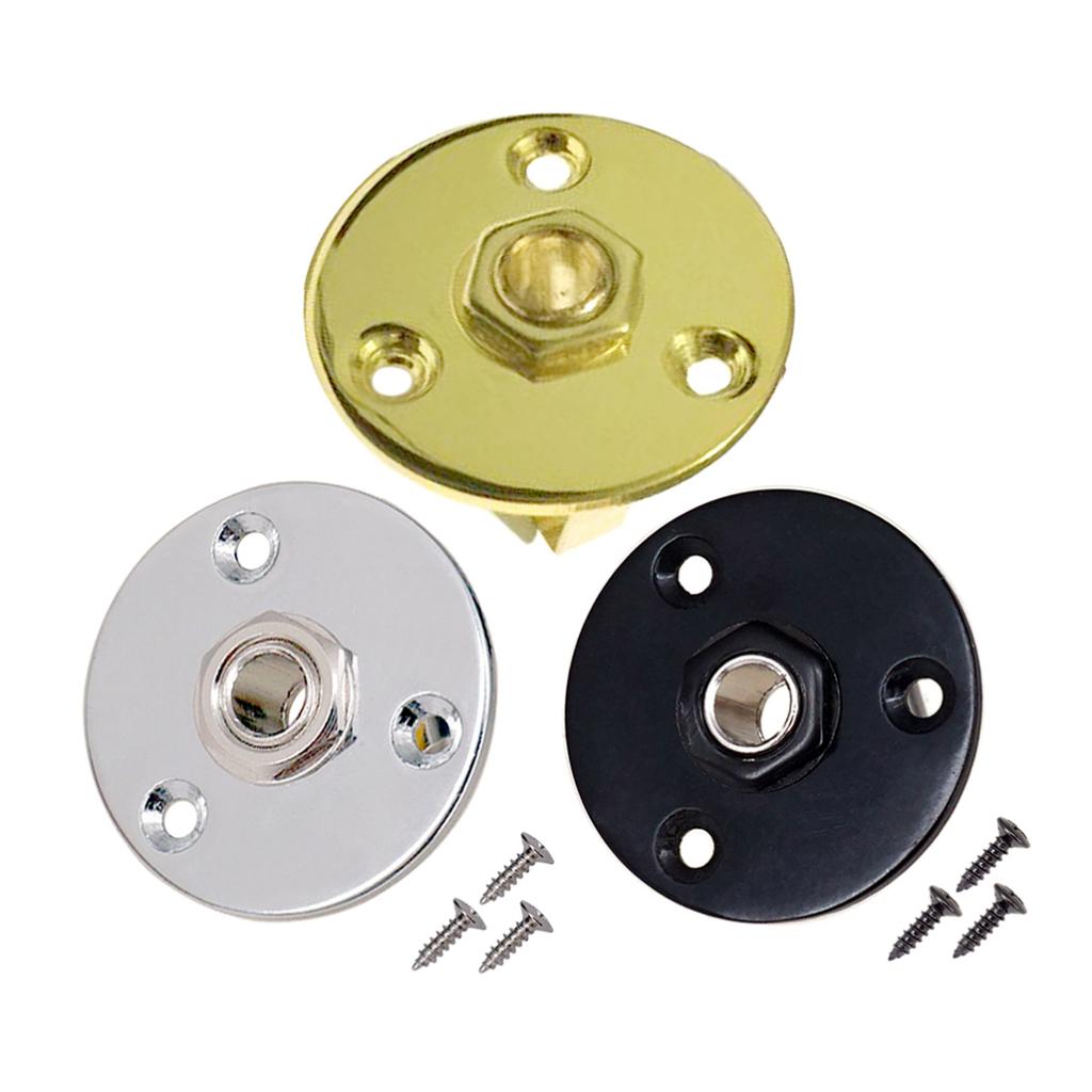 3 Pieces 6.35mm 1/4'' Guitar Round Output Jack Plate for Electric Guitar