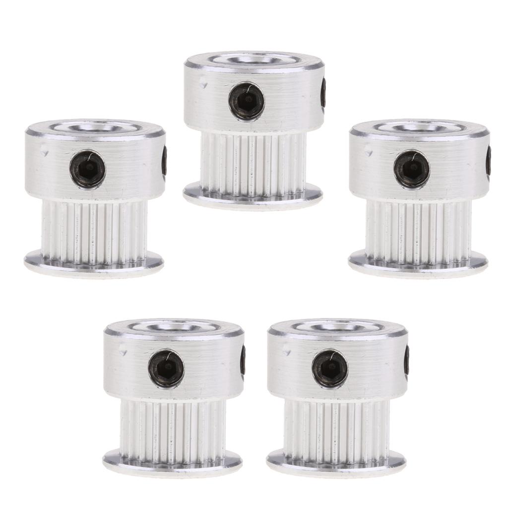 5 Pieces 2GT 20T 5mm Bore Aluminum Timing Belt Pulleys for 3D Printer