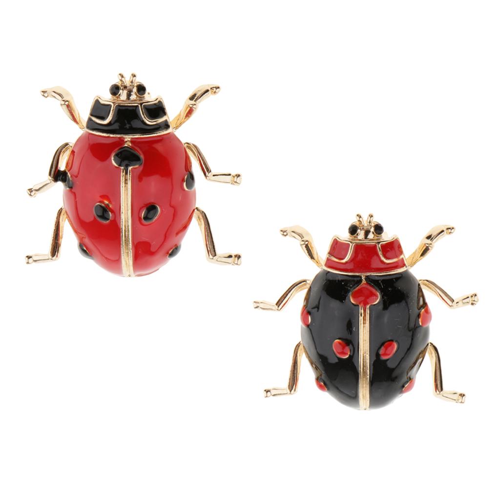 2pcs Enamel Ladybird Bug Insect Brooch Pin Womens Mens Costume Jewellery