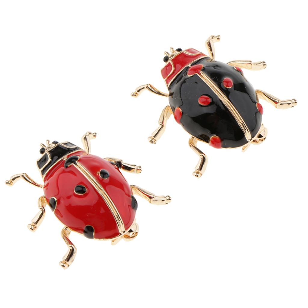 2pcs Enamel Ladybird Bug Insect Brooch Pin Womens Mens Costume Jewellery