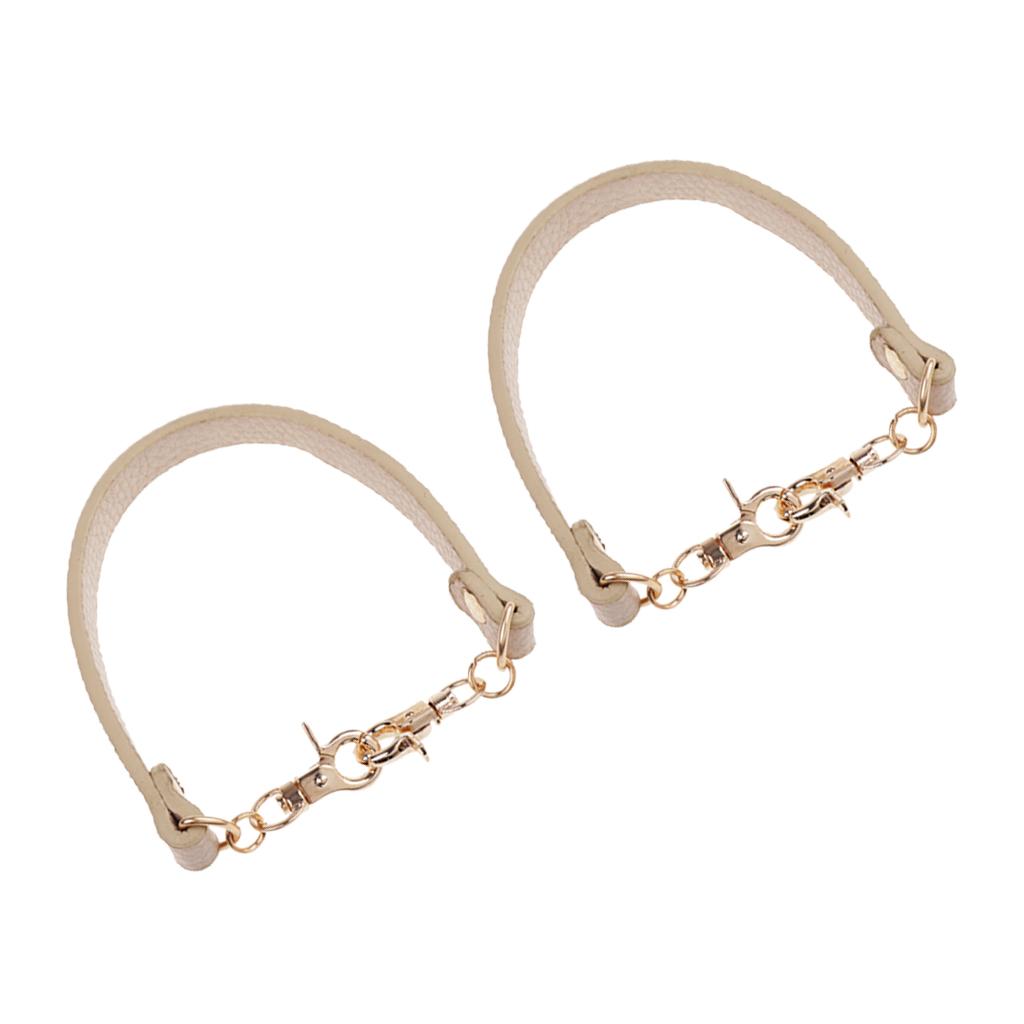 2pieces PU Leather Short Handbag Bag Strap Replacement Purse Handle White