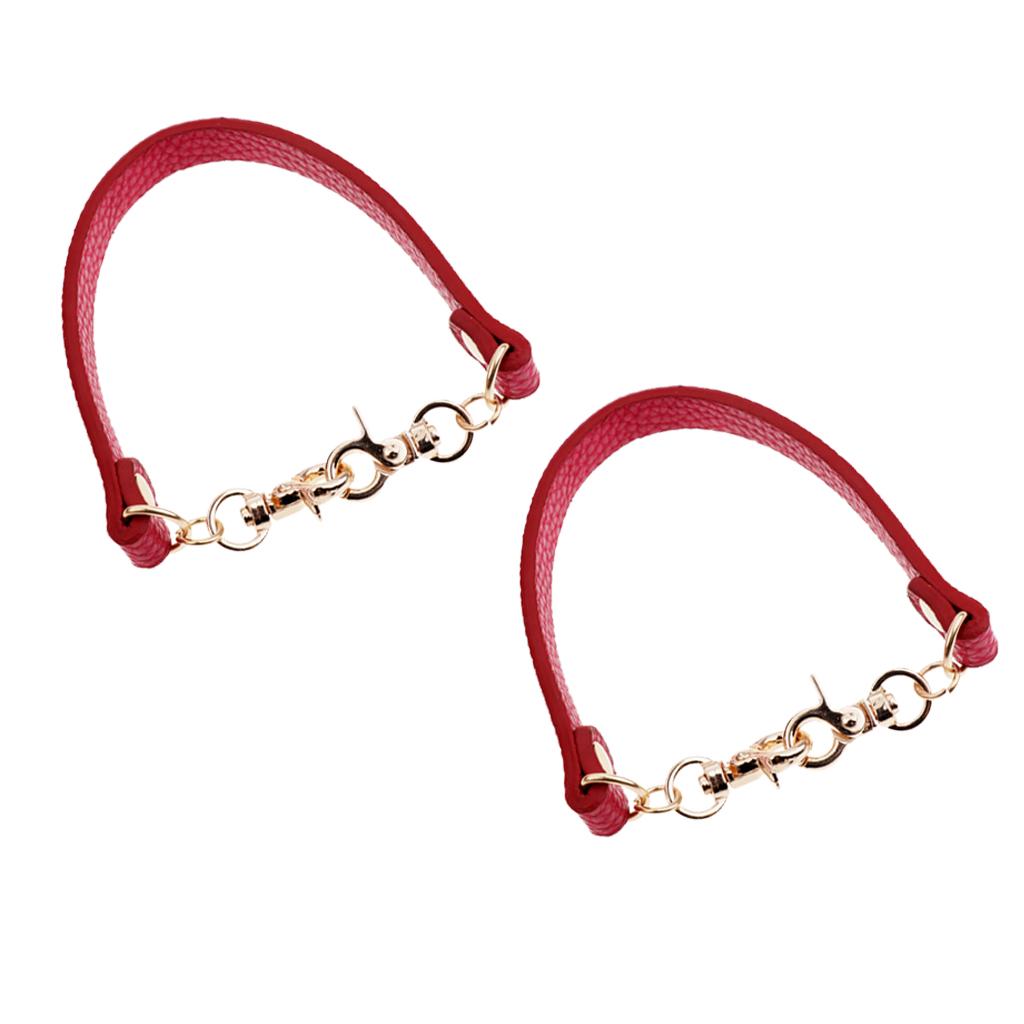 2pieces PU Leather Short Handbag Bag Strap Replacement Purse Handle Red