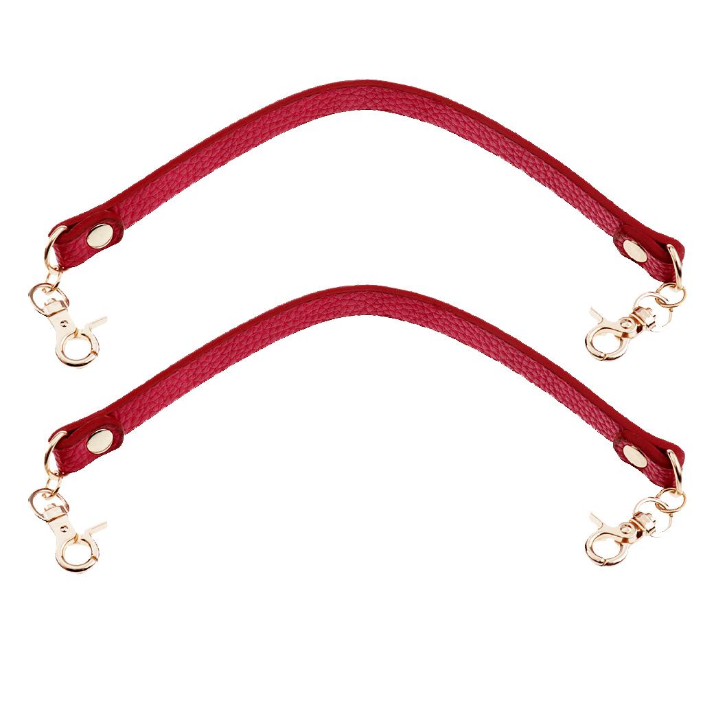 2pieces PU Leather Short Handbag Bag Strap Replacement Purse Handle Red